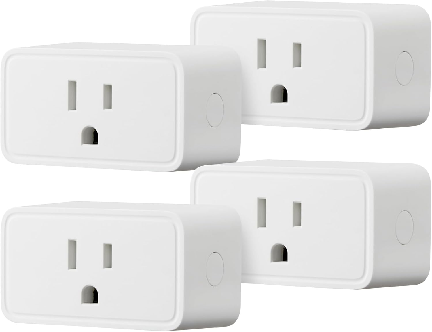 Amazon Basics Smart Plug 4-Pack, four white compact indoor smart plugs
