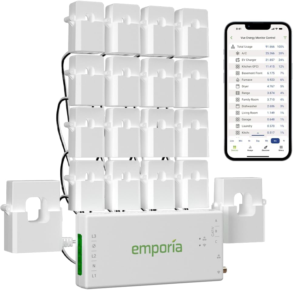 Emporia Vue 3 home energy monitor and current transformer clamp sensors