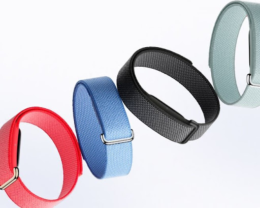 Google Fitbit Air screenless bands in red, blue, black and sage