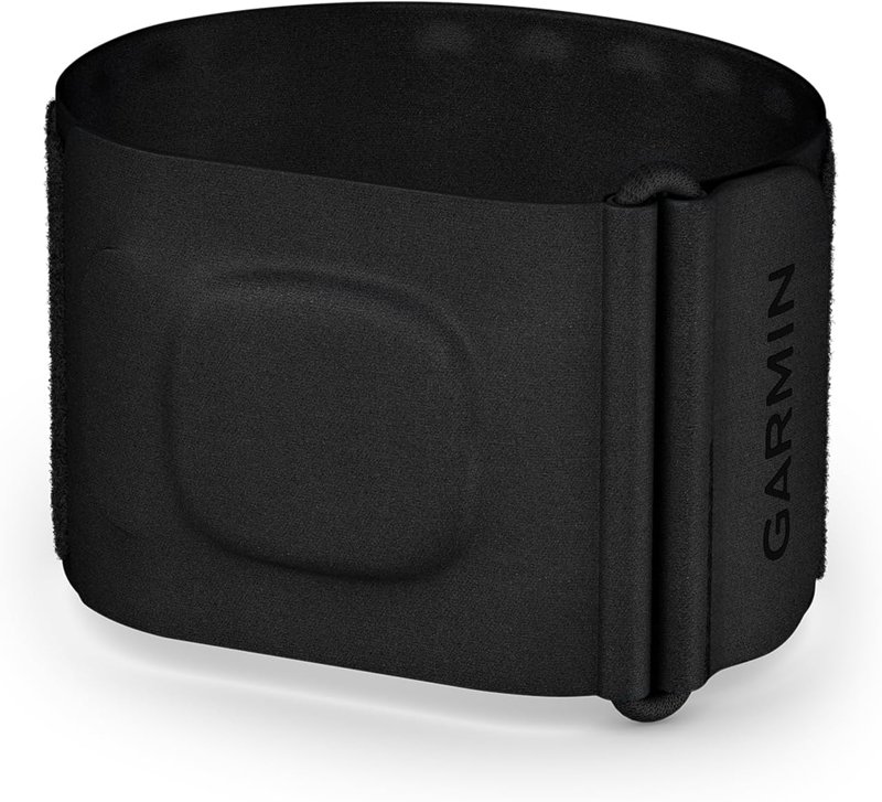 Garmin Index Sleep Monitor: black stretch upper-arm sleeve with the sensor module pocket
