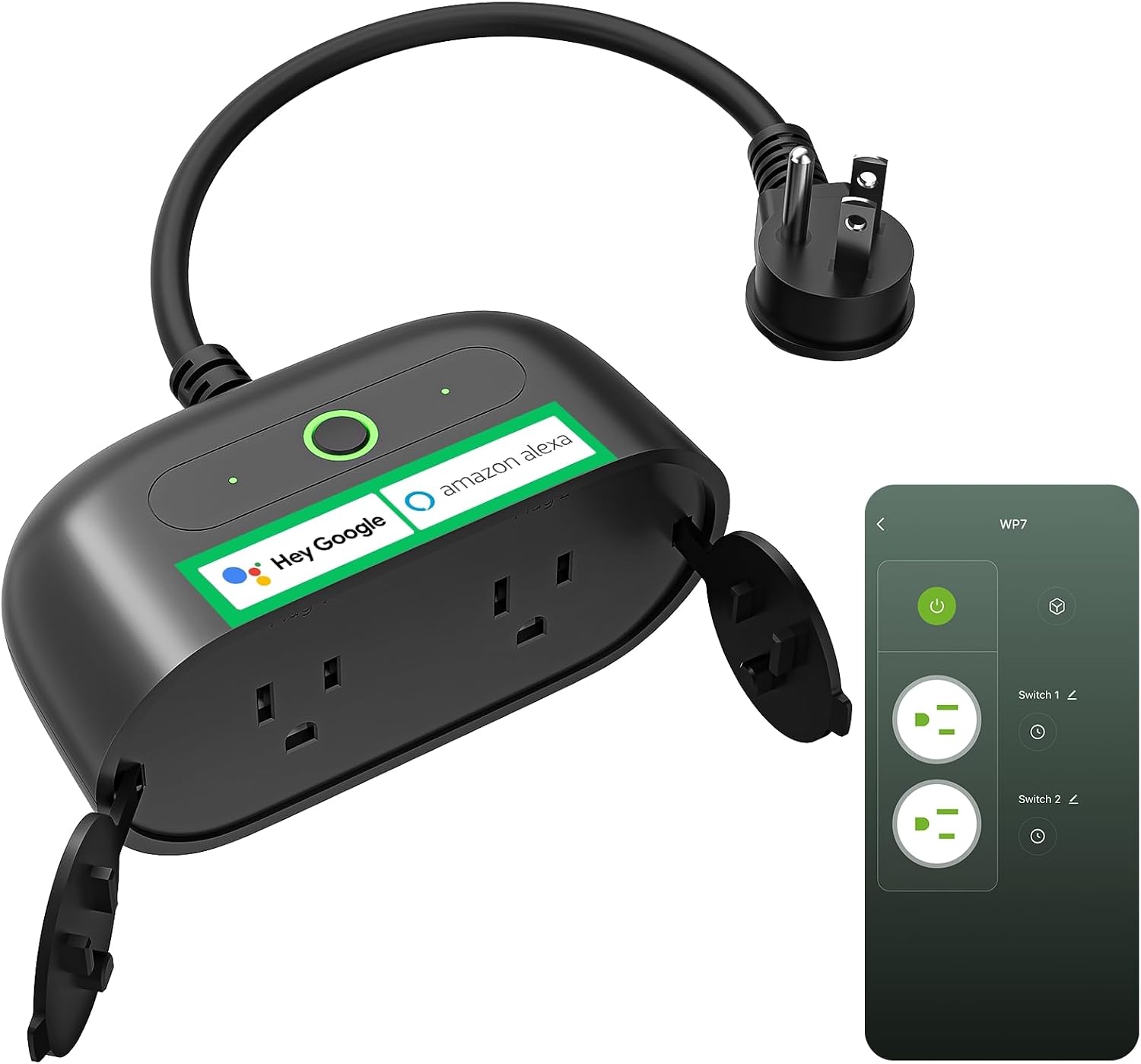 GHome Smart Outdoor Smart Plug with two outlets and weatherproof cover