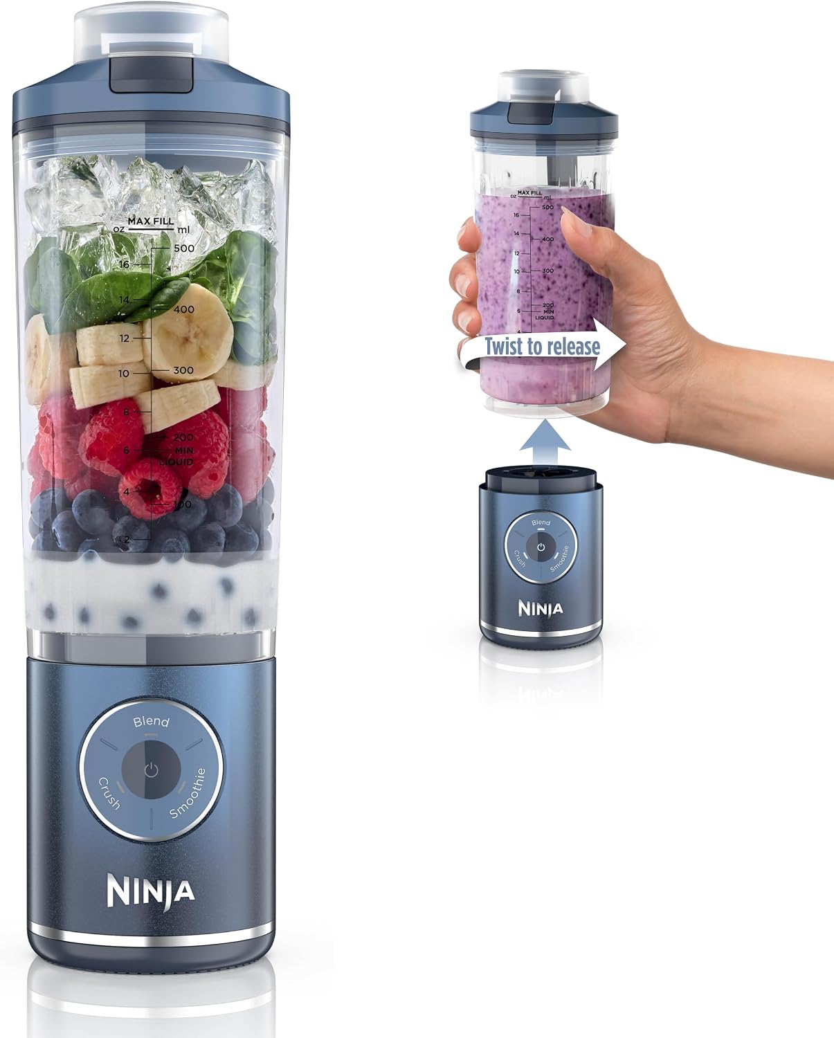Ninja Blast Max cordless portable blender, Twist and Go vessel detached from base