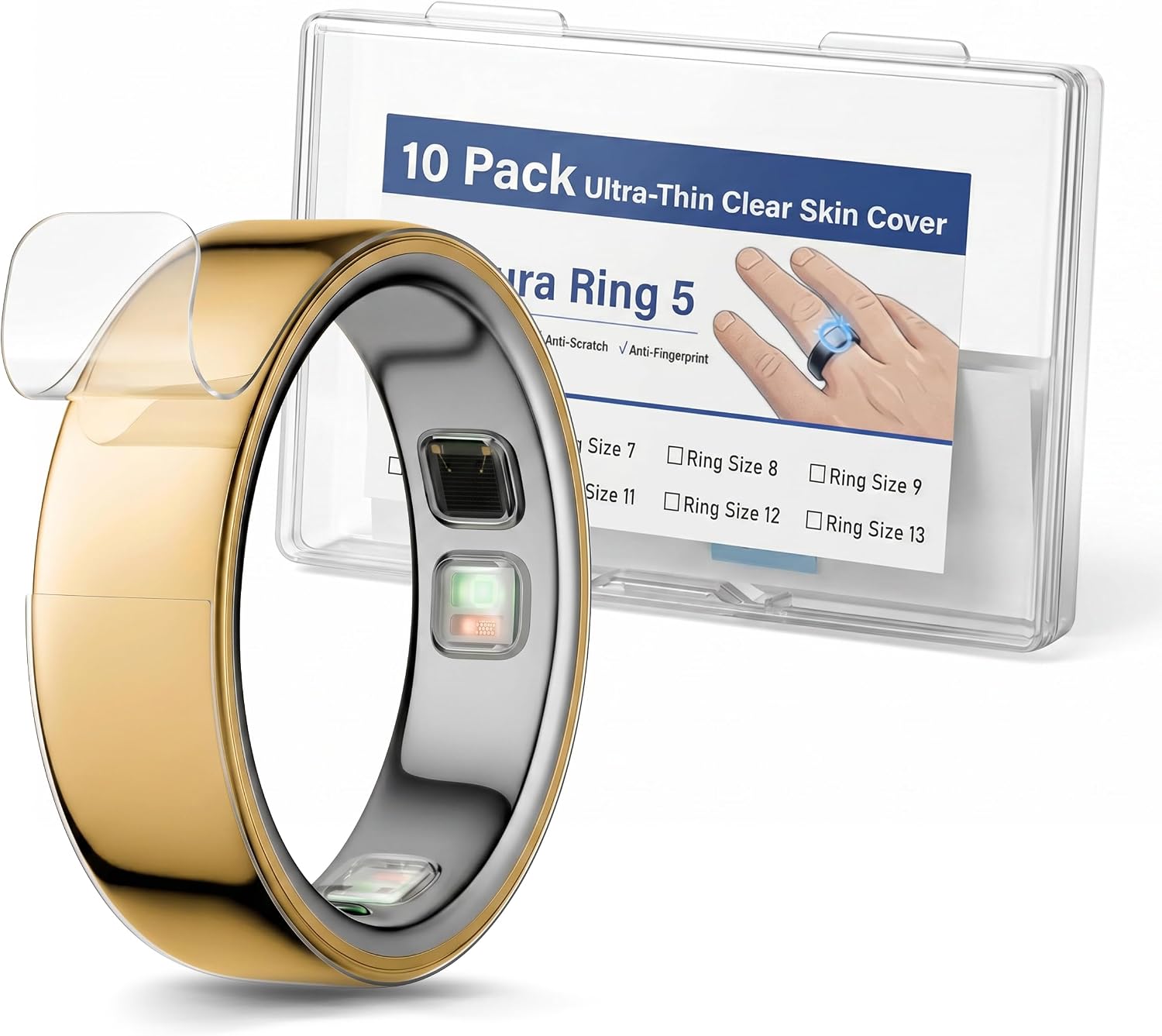 RXYKEJI ultra-thin clear protective film applied to an Oura Ring 5