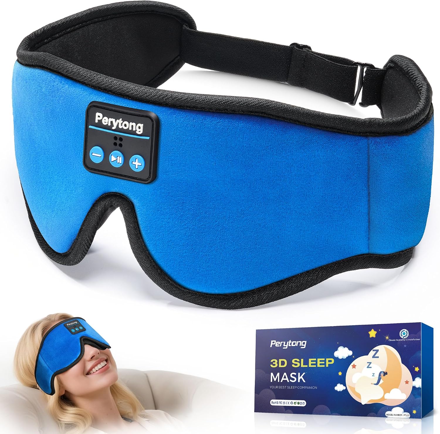 Perytong Bluetooth sleep mask with built-in headphones