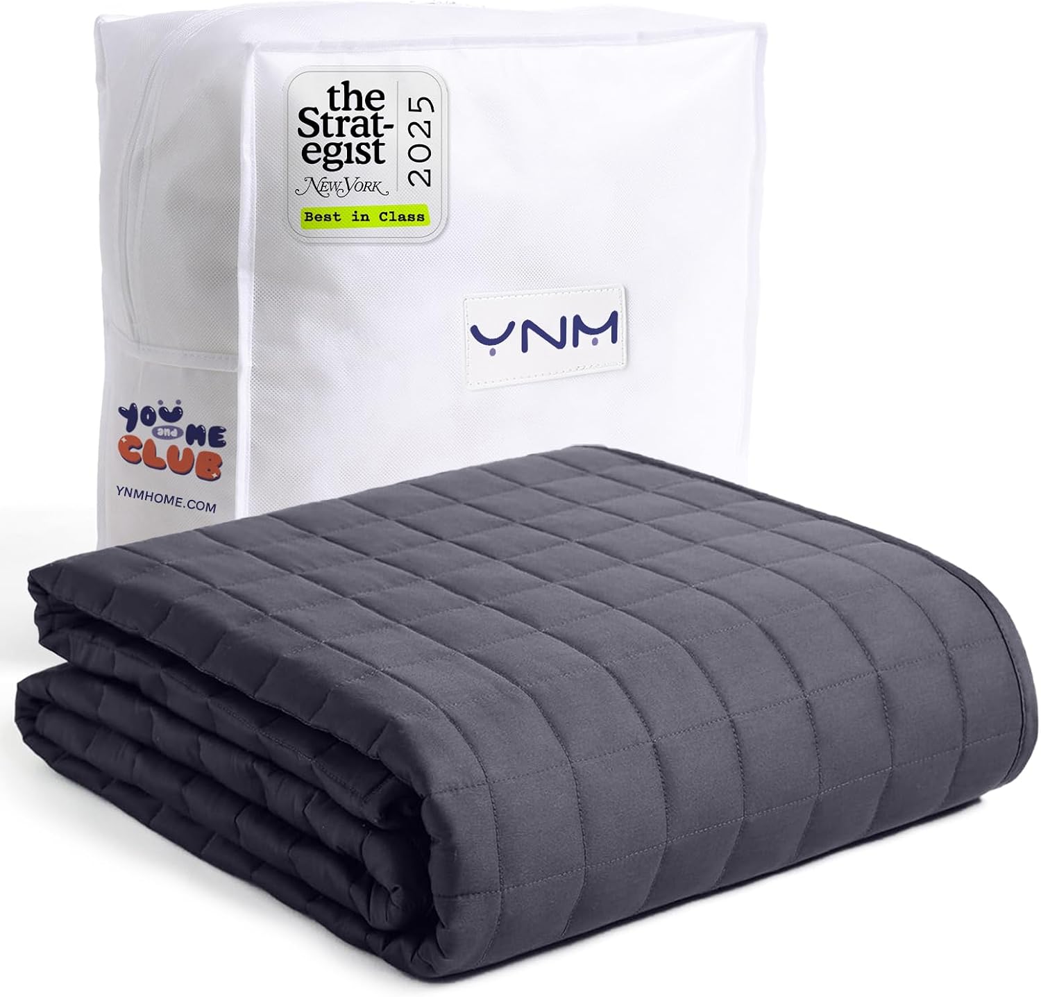 YnM weighted blanket with cooling glass bead filling